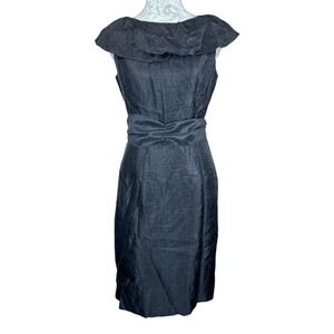 David Meister Black Tie Midi Dress Size 6 Party Cocktail Elegant Made in‎ USA